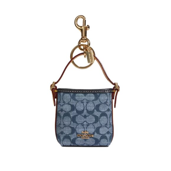 Coach Mini Val Duffle Bag Charm In Signature Chambray - Denim - Picture 1 of 5